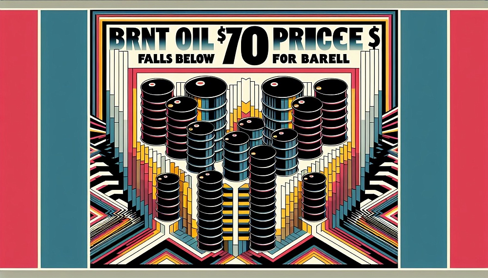 Цена нефти Brent упала ниже $70 за баррель