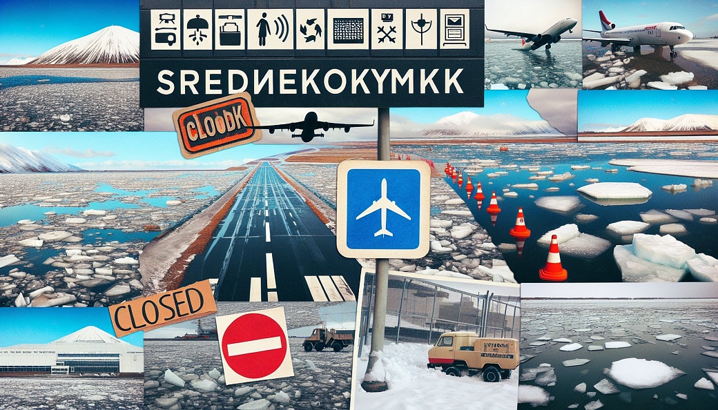 Аэропорт Среднеколымска закрыт из-за подтопления ВПП ледоходом на Колыме