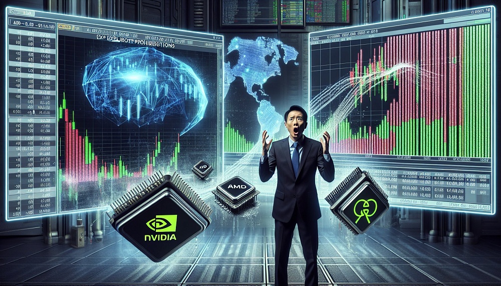 Акции Nvidia и AMD упали на фоне новых ограничений на экспорт AI-чипов в Китай.