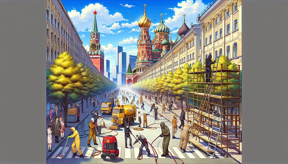 В Москве стартовала весенняя очистка фасадов зданий