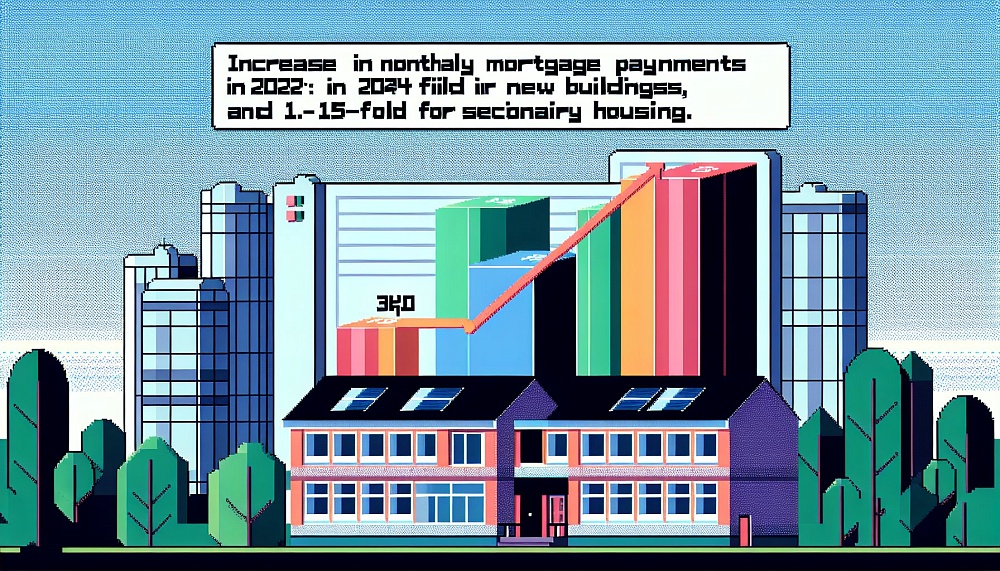 Рост ежемесячных платежей по ипотеке в 2024 году: на новостройки — в 3 раза, на вторичное жилье — в 1,5 раза