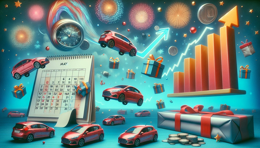 Продажи новых авто упали на 11% в мае из-за праздничных дней и экономических факторов.