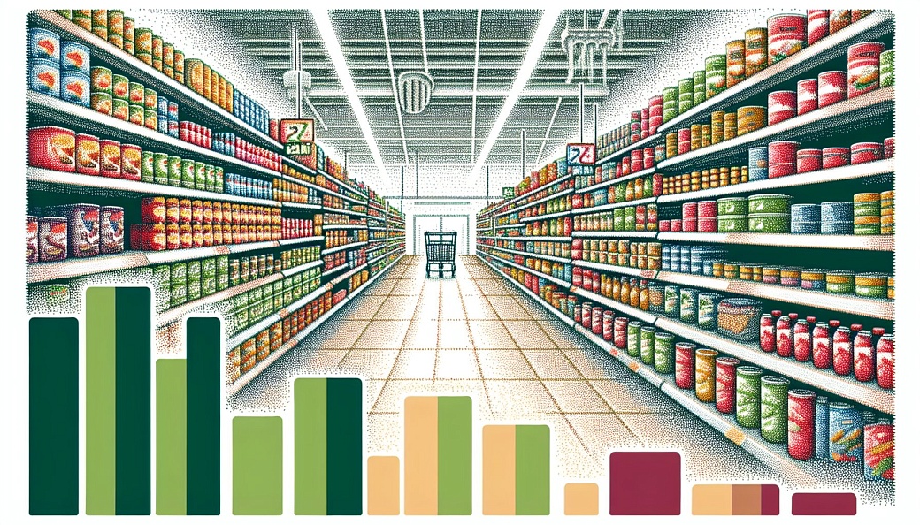 Рост продаж продуктов питания в России замедлился до 2,1% в начале 2024 года